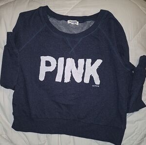 PINK Victoria's Secret Dark Blue Cropped Sweater Size Small